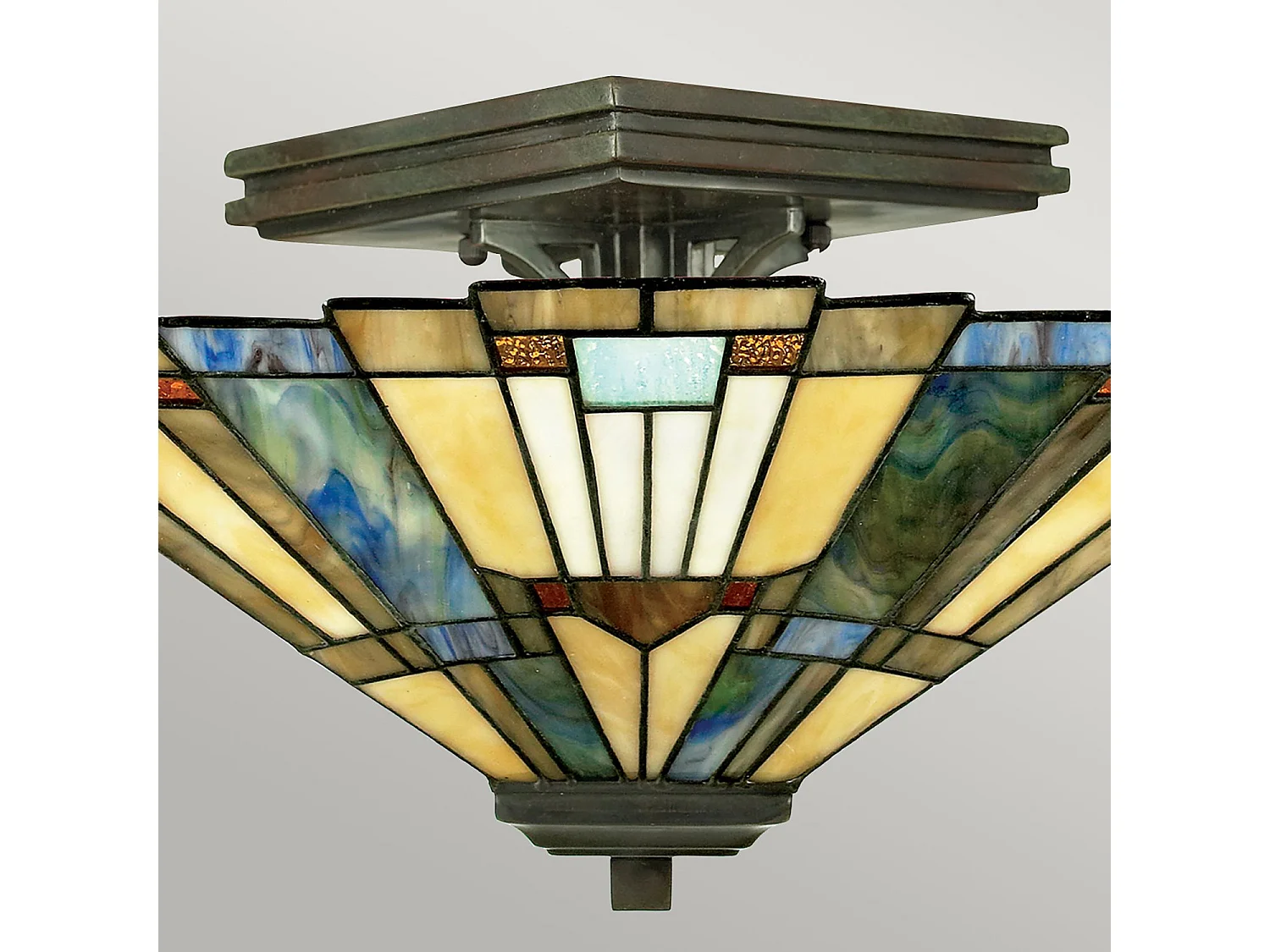 Elstead Inglenook 2 ljus Tiffany Semi Flush Ceiling Light Bronze, E27