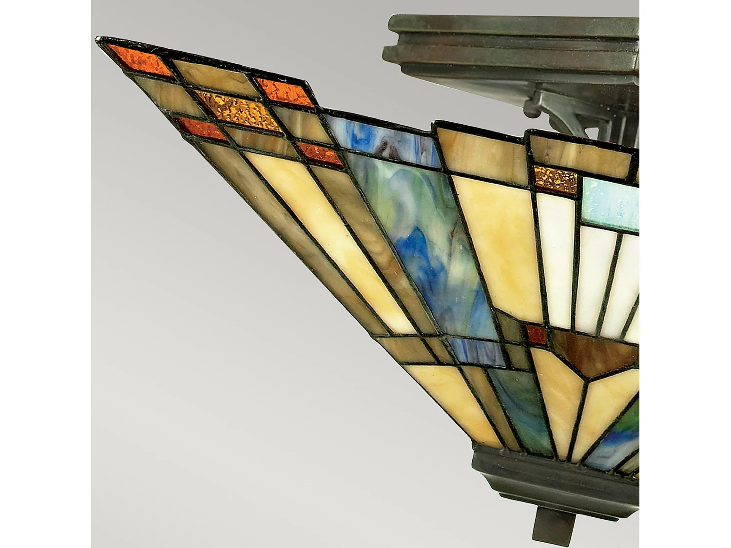 Elstead Inglenook 2 ljus Tiffany Semi Flush Ceiling Light Bronze, E27