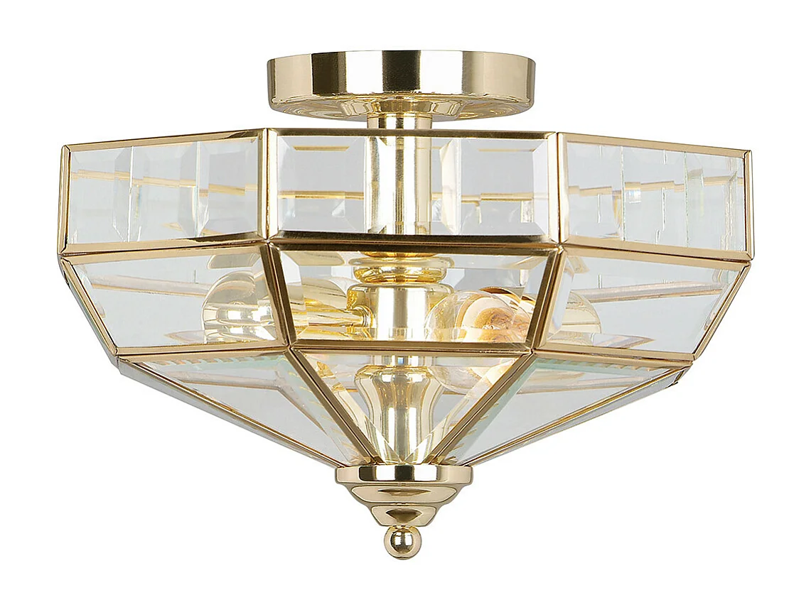 Elstead Old Park 2 Ljus Semi Flush Ceiling Light Polerad mässing, E27
