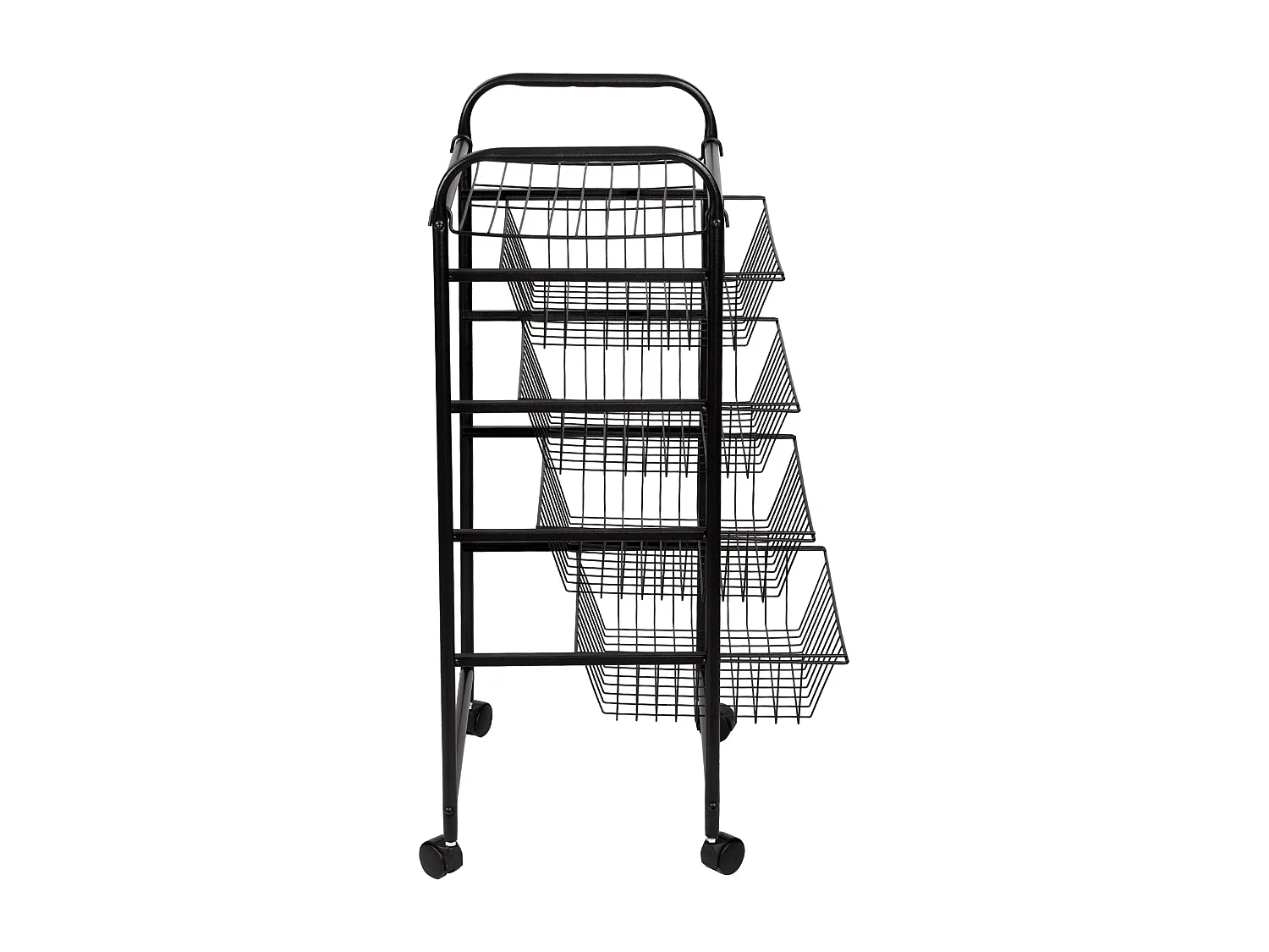Carrello da cucina con ruote 87 x 41 x 31,5 cm con 4 cestelli nero 03_0006794