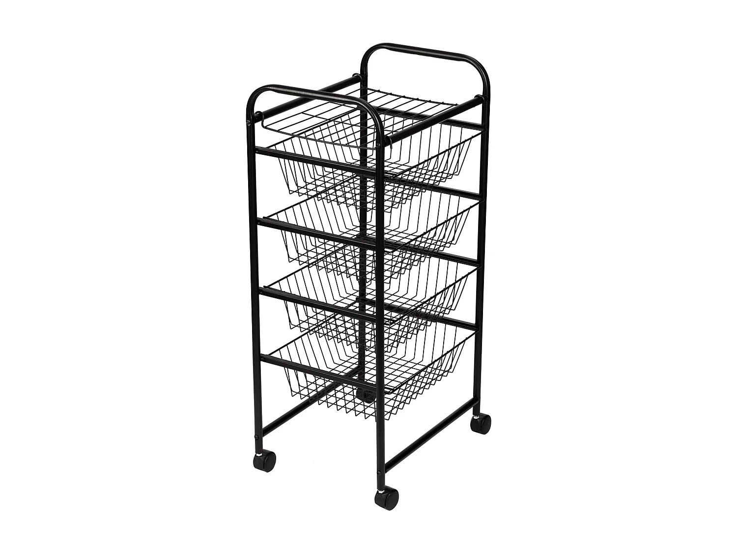 Carrinho de cozinha com rodinhas 87 x 41 x 31,5 cm com 4 cestos preto 03_0006794