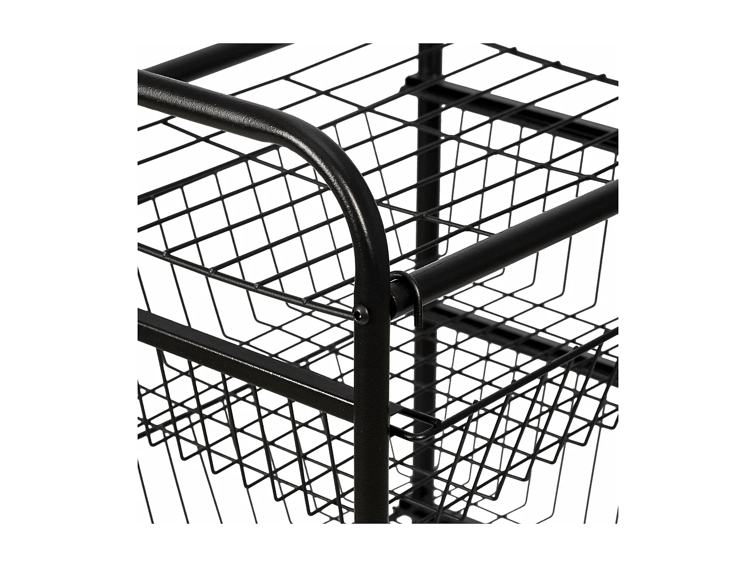 Carrinho de cozinha com rodinhas 87 x 41 x 31,5 cm com 4 cestos preto 03_0006794