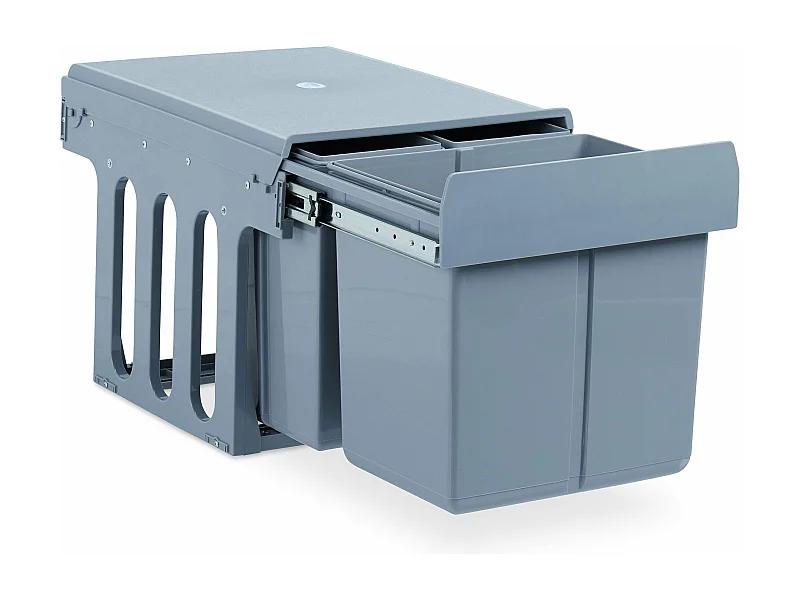 Cesto de cozinha com 3 compartimentos ABS cinza 13_0002324