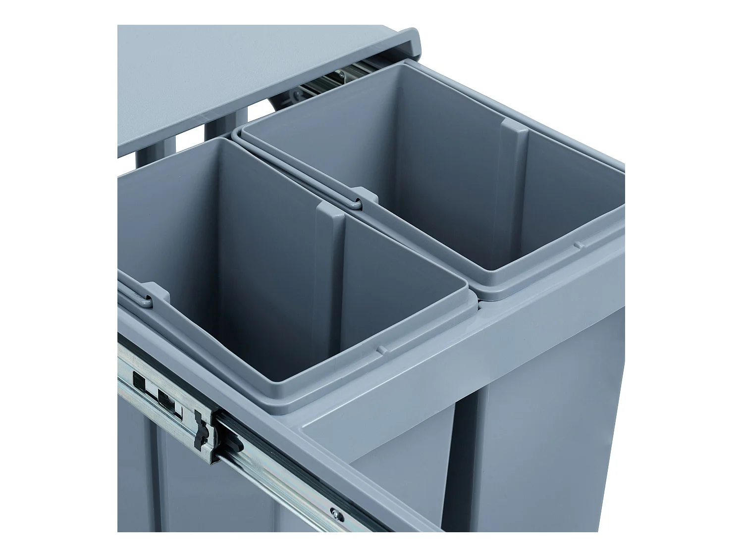 Papelera de cocina con 3 compartimentos ABS gris 13_0002324