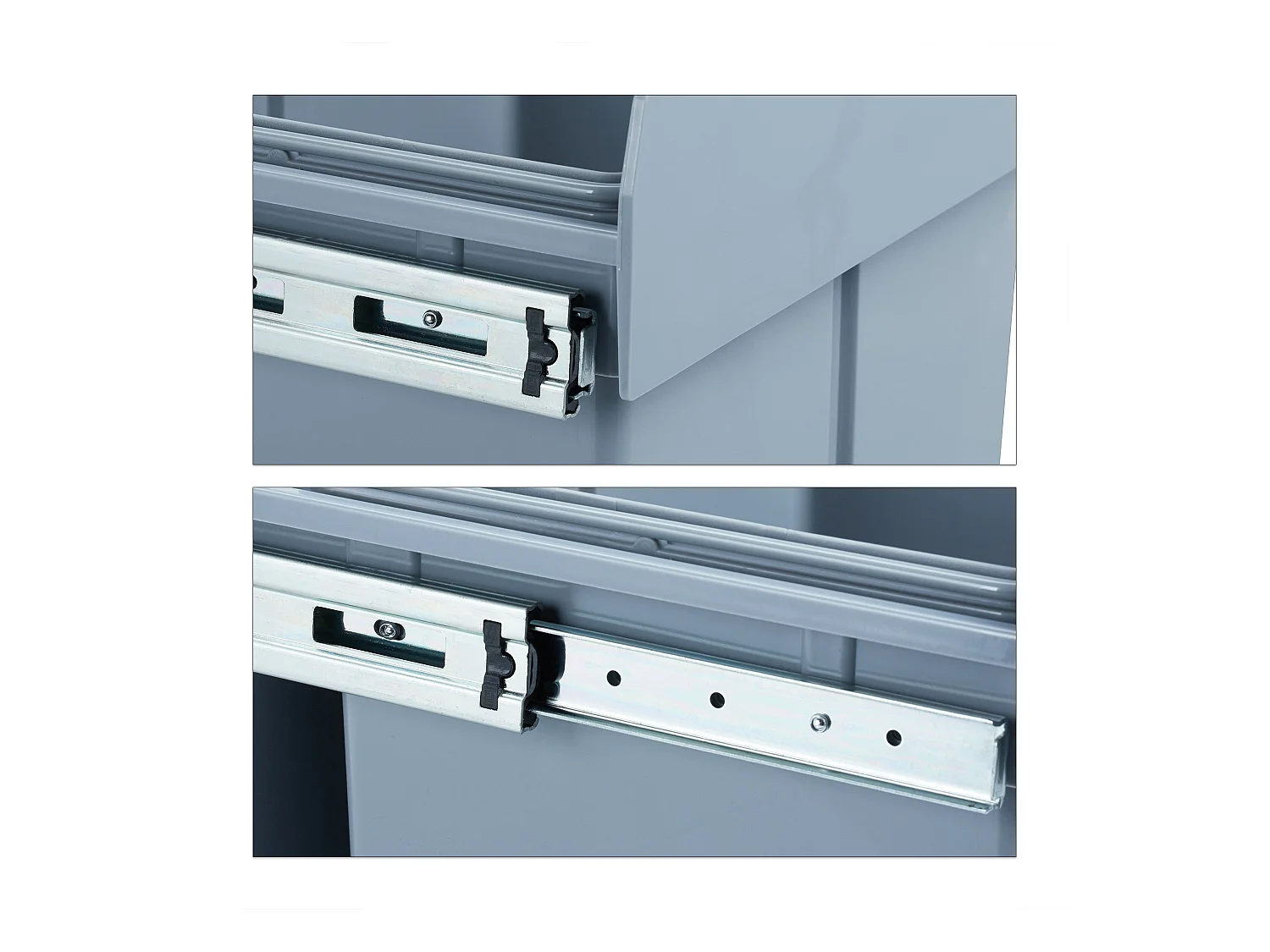 Papelera de cocina con 3 compartimentos ABS gris 13_0002324