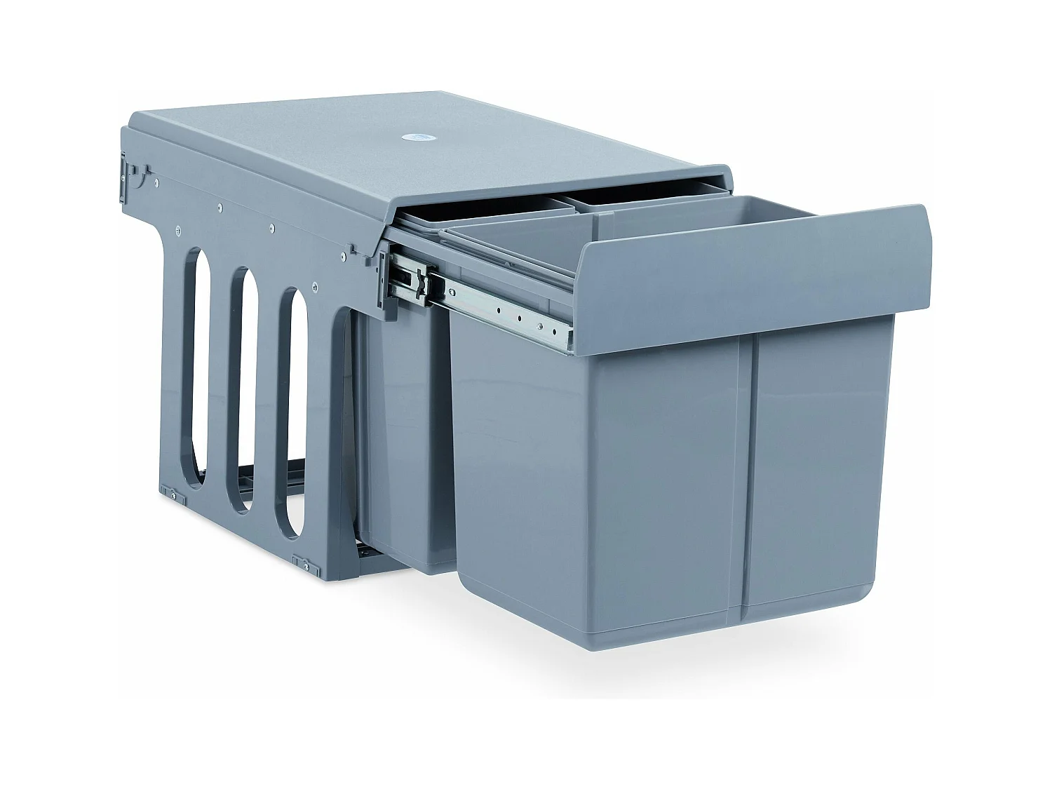 Papelera de cocina con 3 compartimentos ABS gris 13_0002324