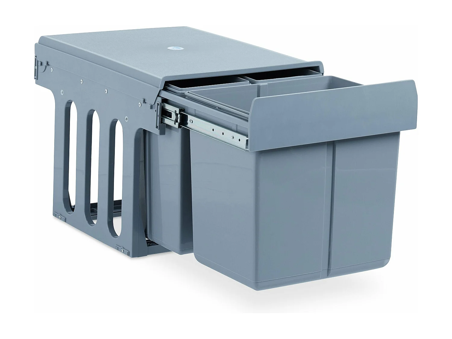 Papelera de cocina con 3 compartimentos ABS gris 13_0002324