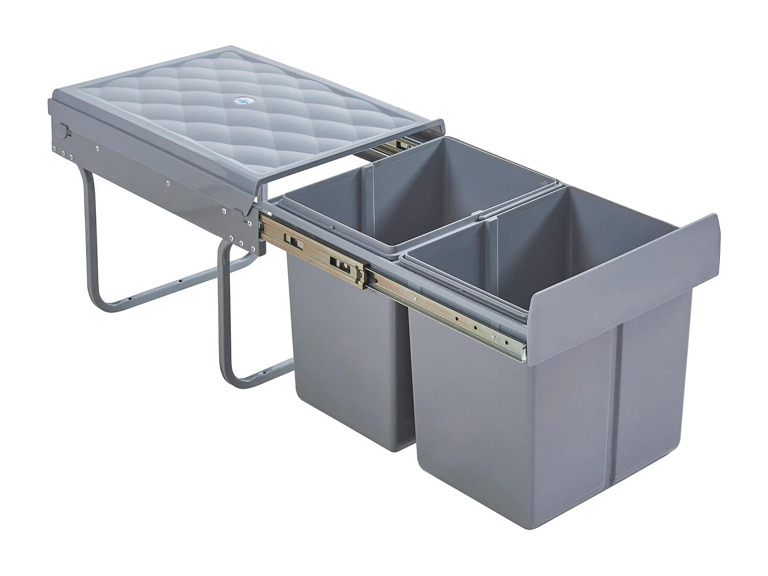 Poubelle encastrable 2 x grise 34 x 34 x 42 cm 03_0008203