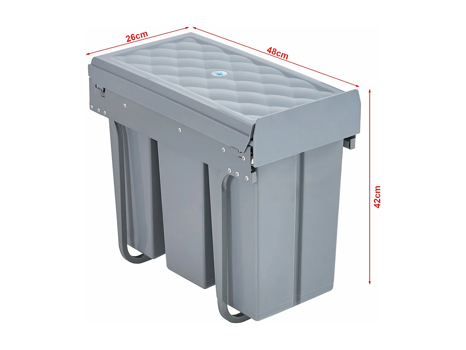 Lixeira embutida 3 x 10 litros 48 x 34 x 42 cm cinza 03_0008205