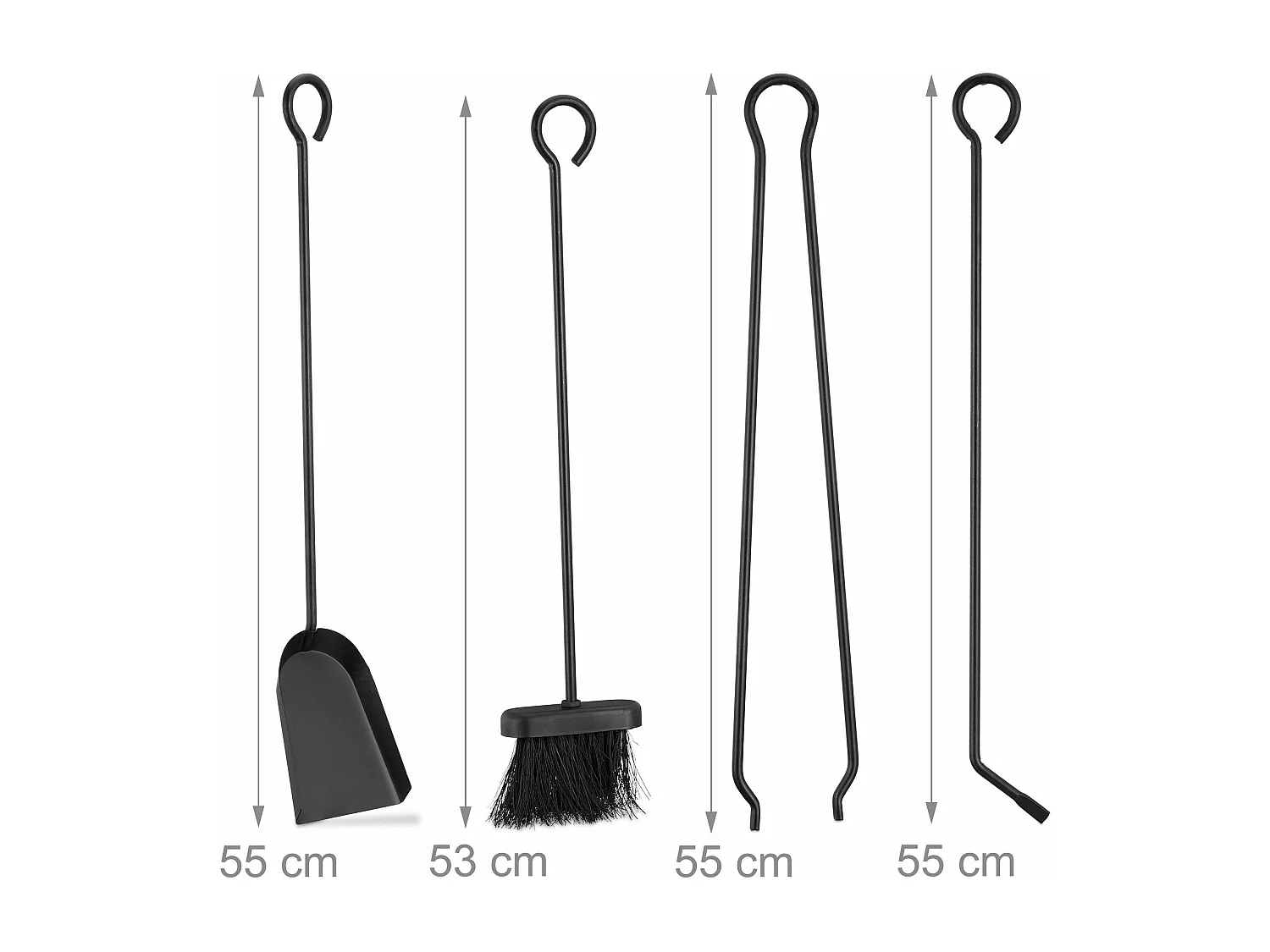 Ensemble serviteur de cheminée noire 20 x 20 x 68 cm 13_0002448