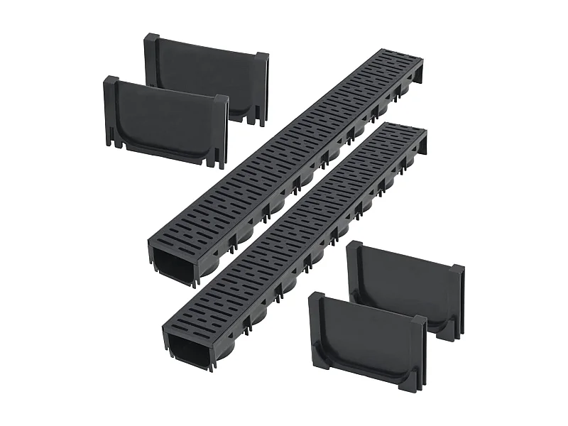 Canal de drenaje 2 piezas plástico 2 m 02_0002992