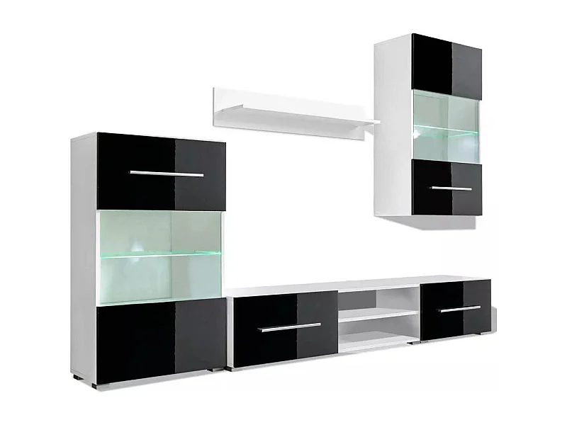 Mueble para TV Buffet para TV práctico diseño de pared 5 piezas con iluminación LED negra 2502198