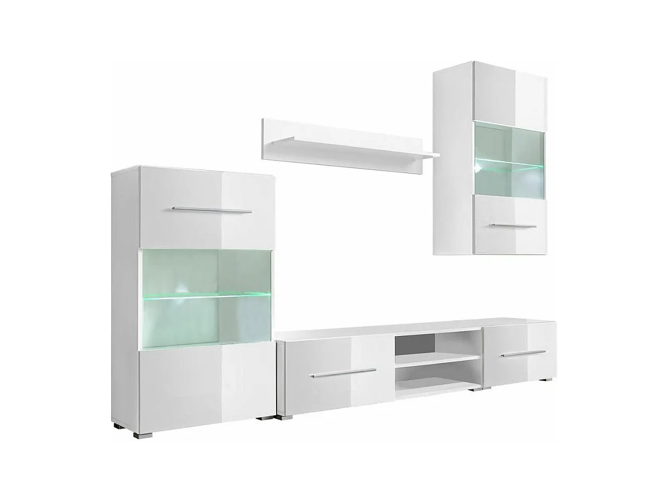 Mobile TV TV buffet pratico design a parete con illuminazione a LED 5 pezzi bianco 2502200