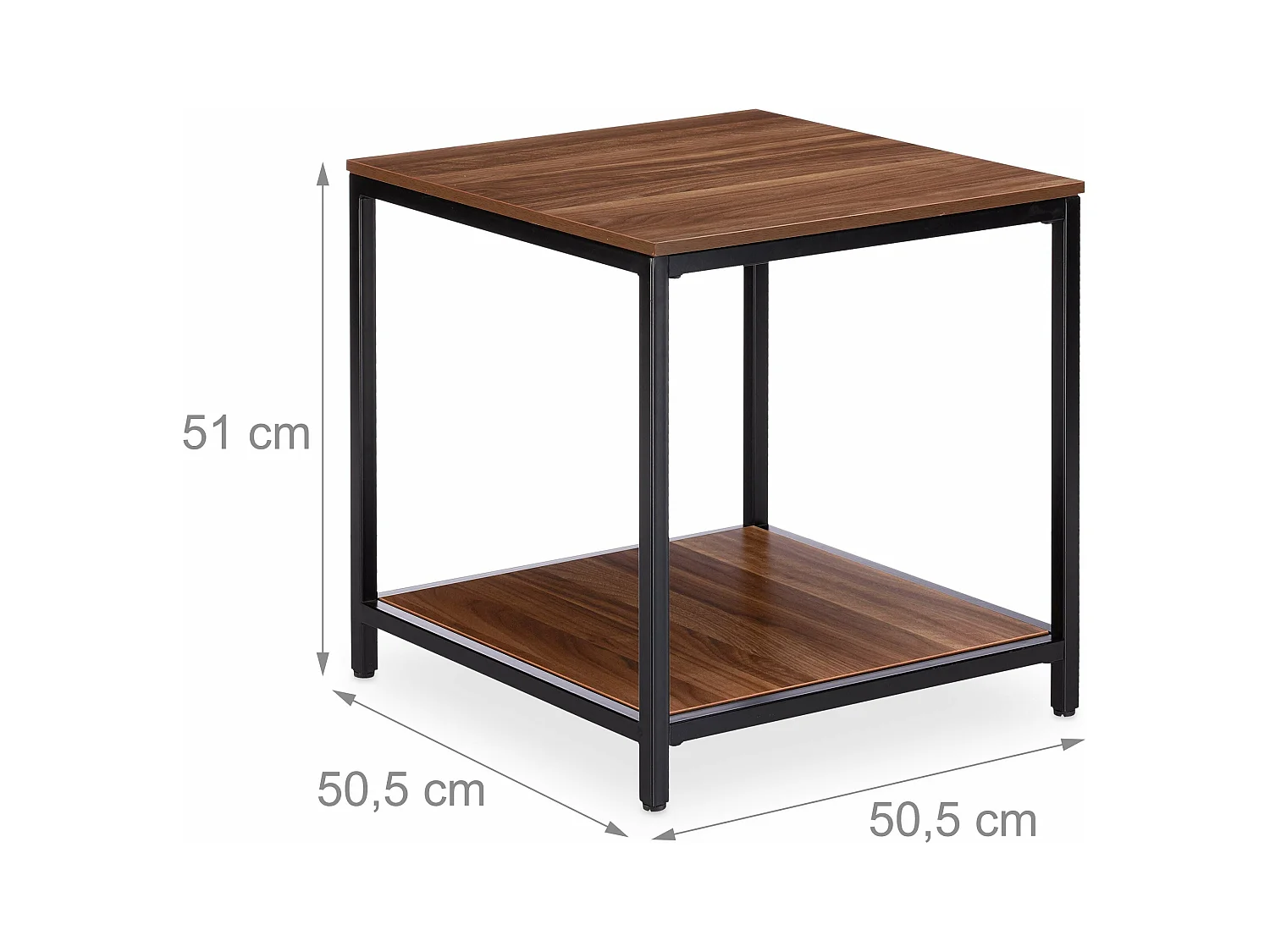 Table basse d’appoint bois métal marron 50.5 x 50.5 x 51 cm 13_0002667
