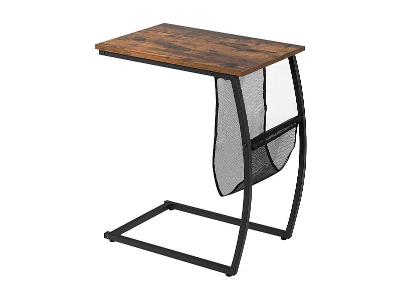 Mesa auxiliar moderna de estilo industrial con estructura de metal de 52 x 35 x 63 cm para salón dormitorio y balcón 20_0005202