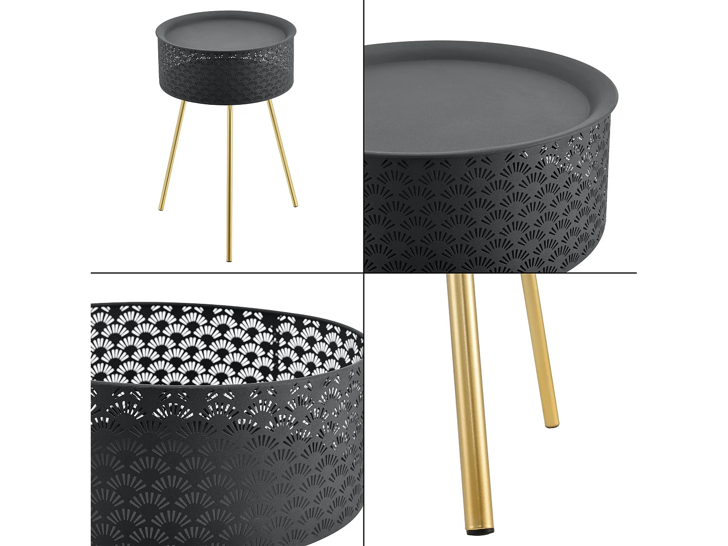 Tavolino nero oro 65 x 40 cm 03_0008439