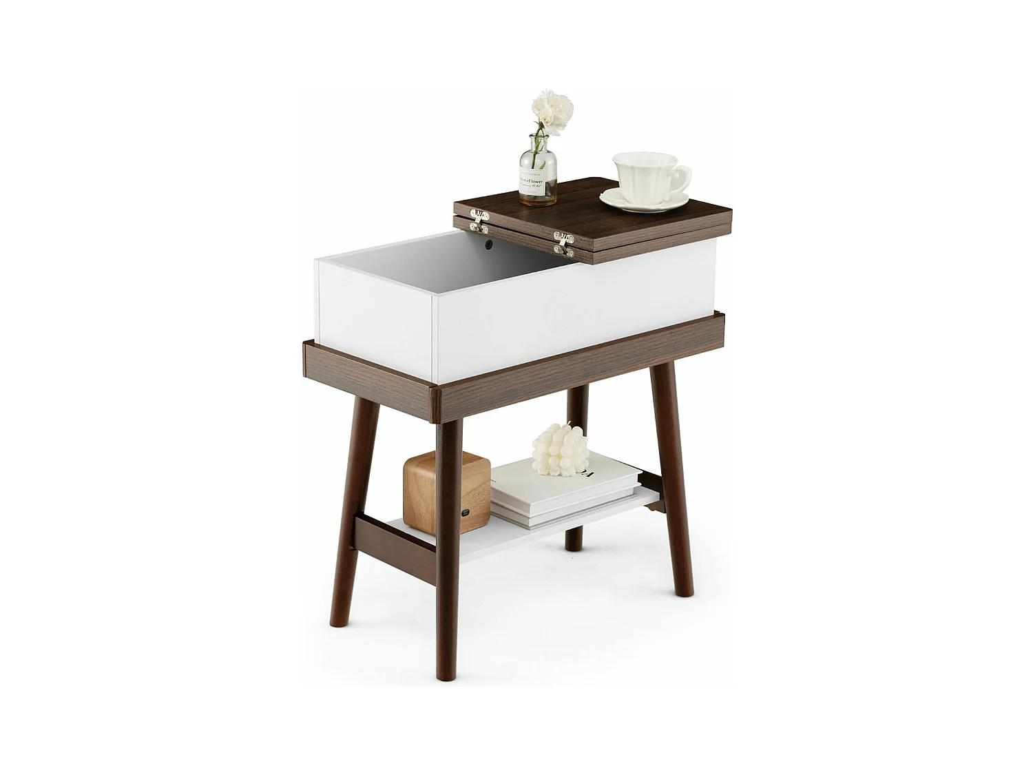 Table d’appoint plateau rabattable bois marron 60 x 30 x 59 cm 20_0005132
