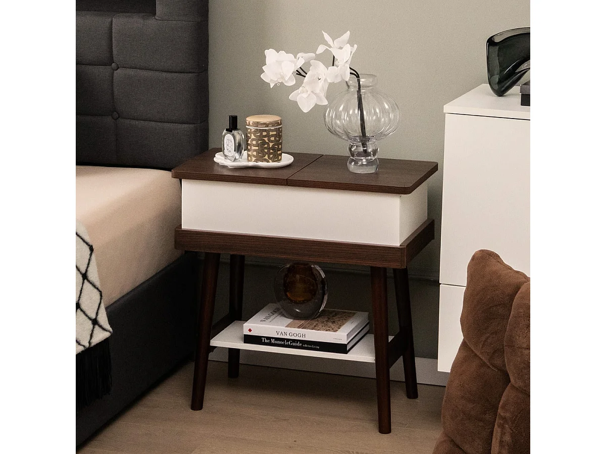 Table d’appoint plateau rabattable bois marron 60 x 30 x 59 cm 20_0005132