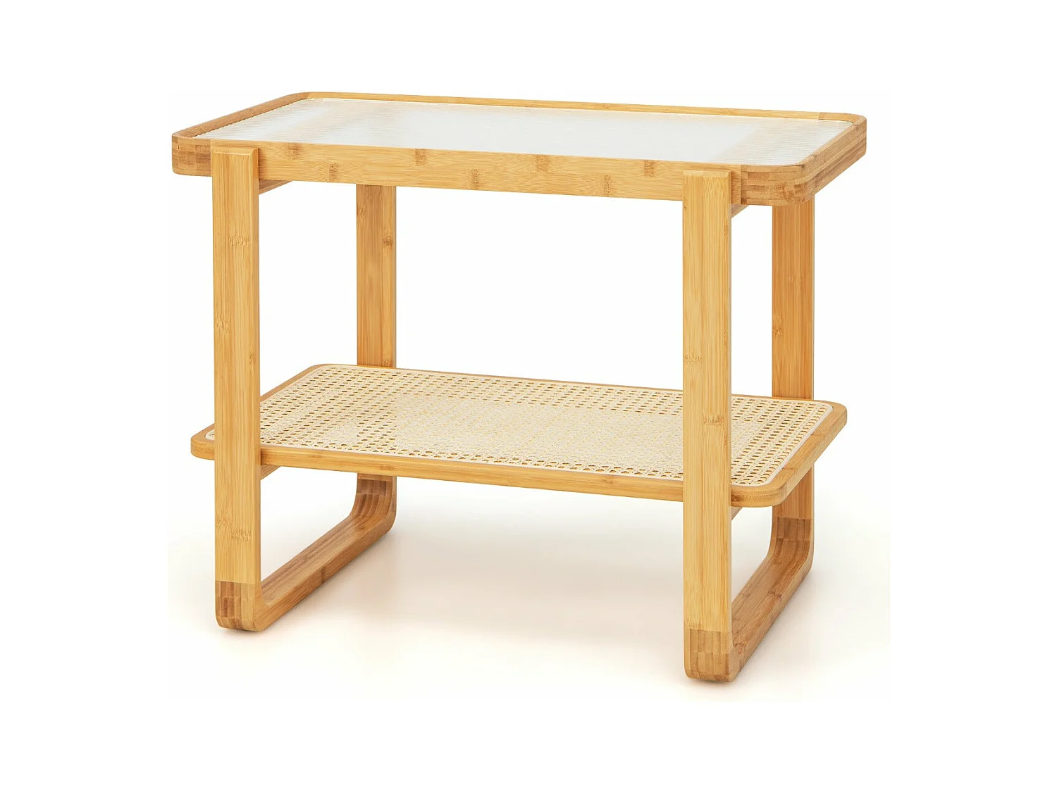 Table d'appoint en bambou verre marron 70.5 x 44.5 x 54.5 cm 20_0005205