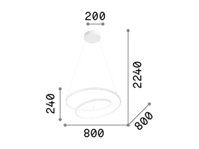 Suspension intégrée LED Swirl décorative noire, 3000K