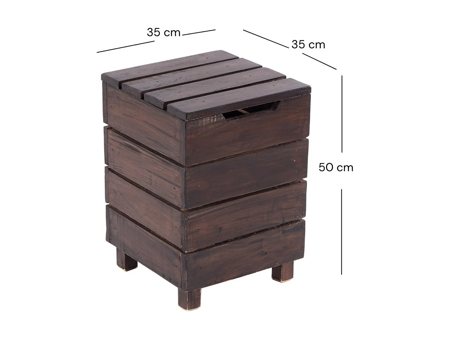 WÄSCHEKORB STORAGE 50 Massivholz, klappbarer Deckel 03 dunkelbraun