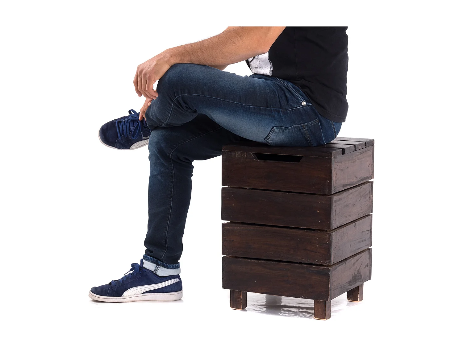 WÄSCHEKORB STORAGE 50 Massivholz, klappbarer Deckel 03 dunkelbraun