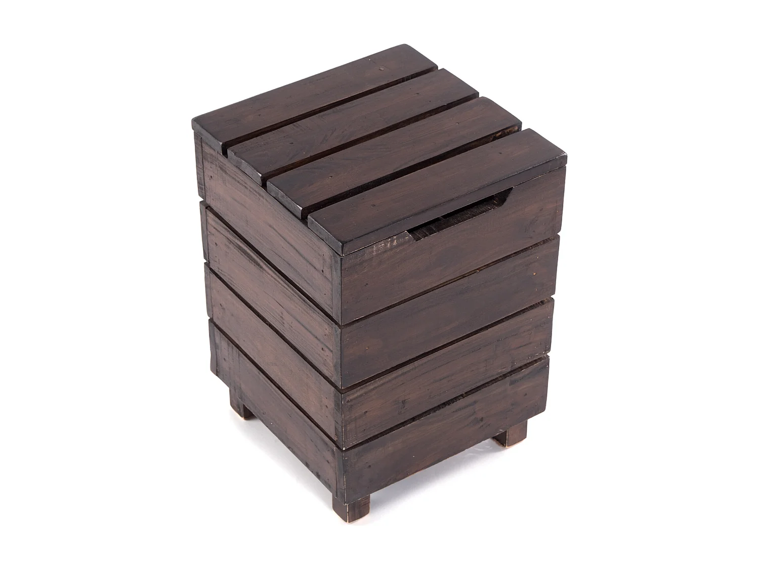 WÄSCHEKORB STORAGE 50 Massivholz, klappbarer Deckel 03 dunkelbraun