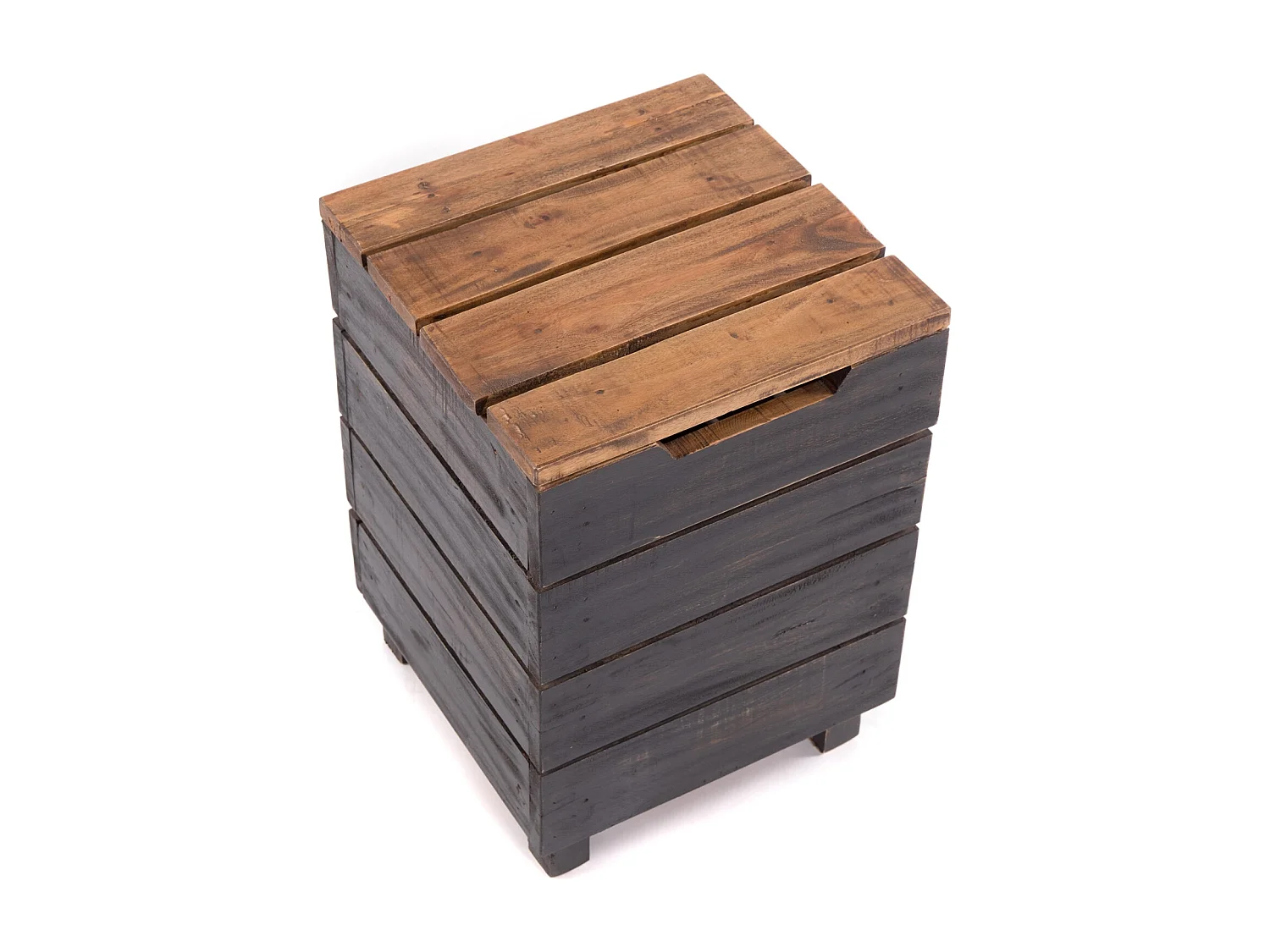 WÄSCHEKORB STORAGE 50 Massivholz, klappbarer Deckel 04 schwarz-natur