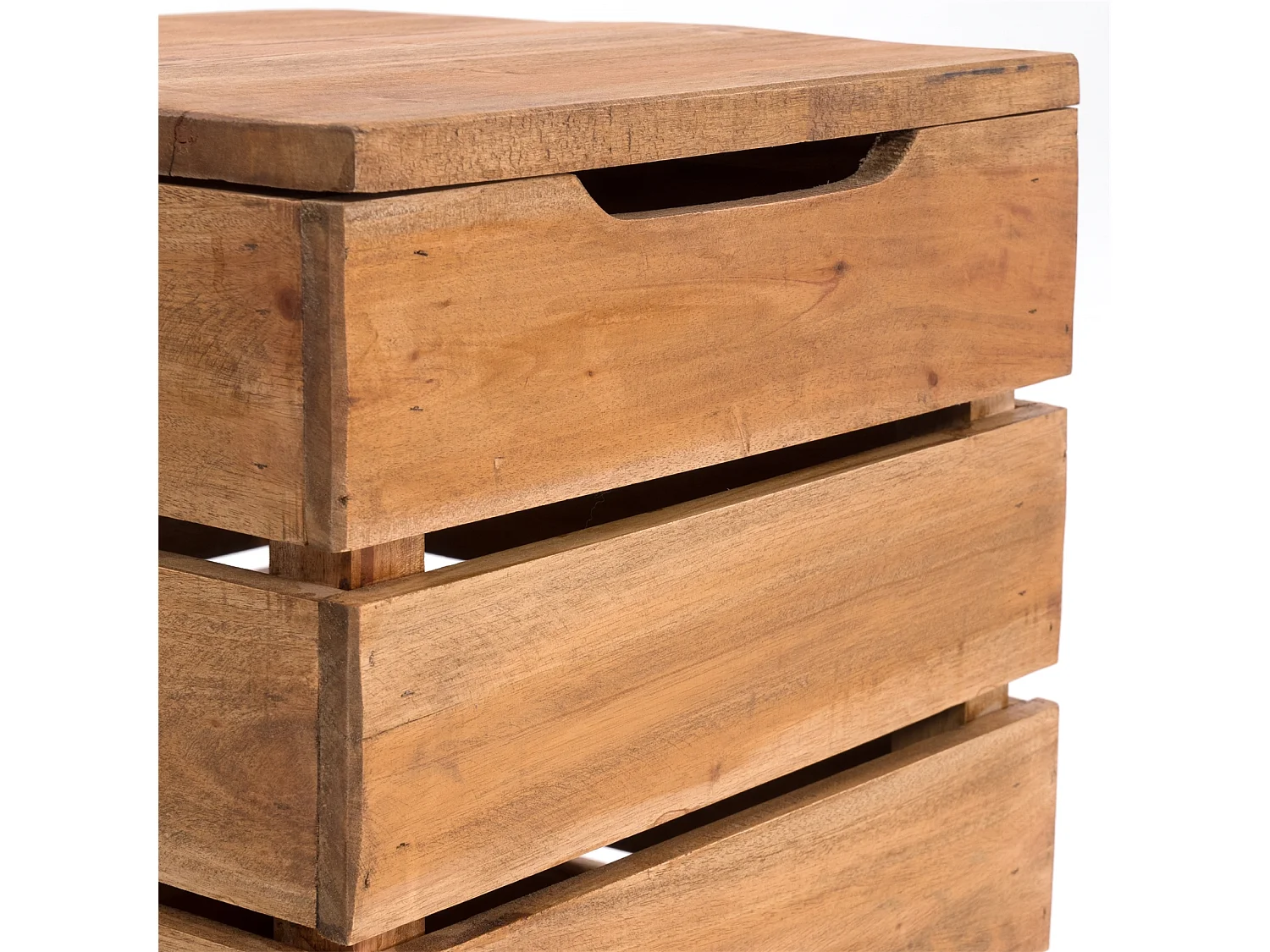 WÄSCHEKORB STORAGE 50 Massivholz, klappbarer Deckel 01 natur-vintage