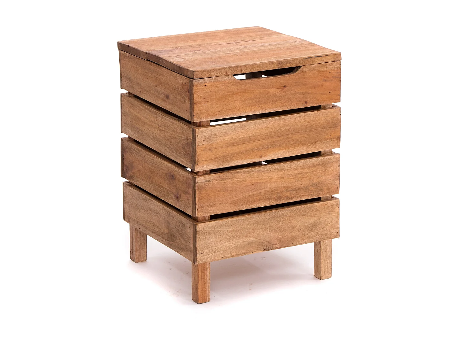 WÄSCHEKORB STORAGE 50 Massivholz, klappbarer Deckel naturfarben