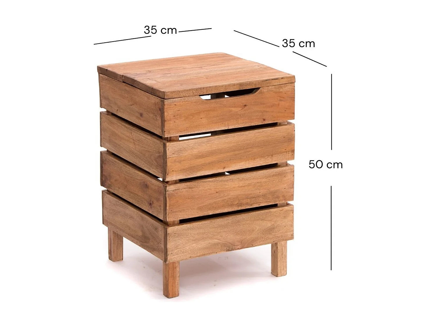 WÄSCHEKORB STORAGE 50 Massivholz, klappbarer Deckel naturfarben