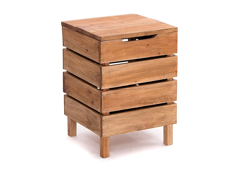 WÄSCHEKORB STORAGE 50 Massivholz, klappbarer Deckel naturfarben