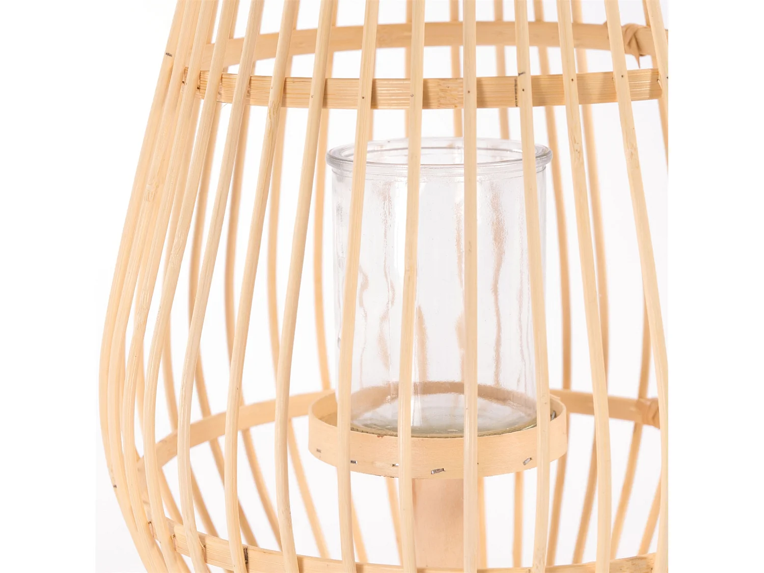 LANTERNE Finn 50 Bambou, avec insert en verre pour lanterne. nature-noir