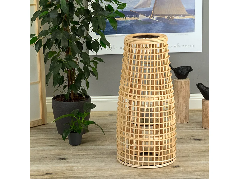 LANTERNE Iva | Couleurs naturelles | avec insert en verre | chandelier | lampadaire | lampe en bambou | lanterne | porte-bougie | luminaire