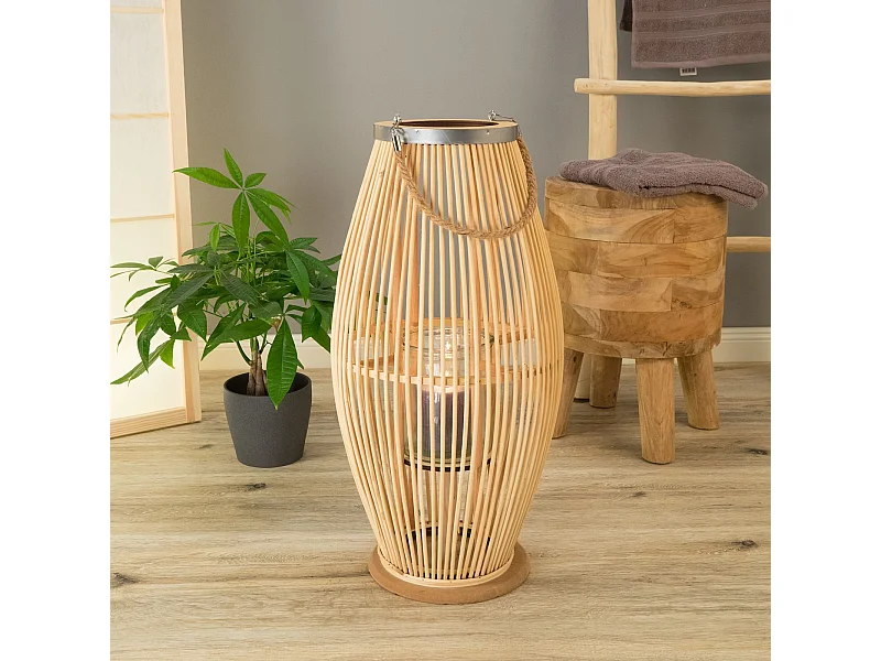 LANTERNE Zya 50 avec anse et insert en verre couleurs naturelles