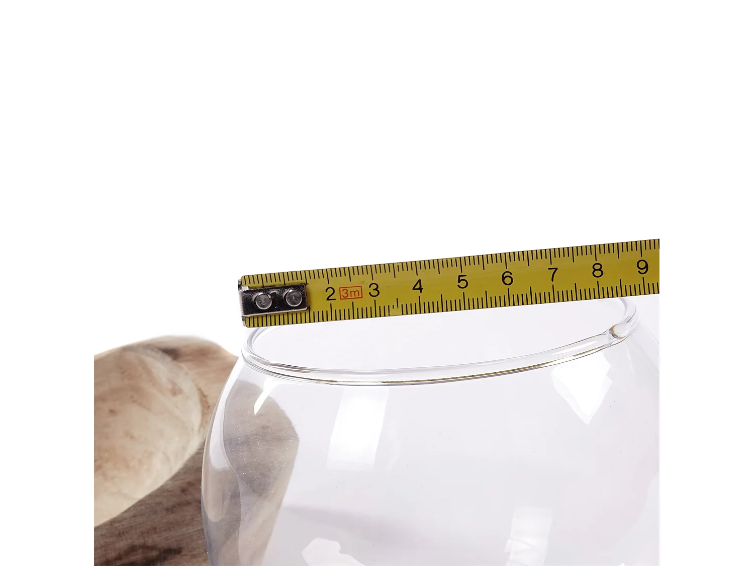 LANTERNE Nuria 18x11x15 cm, bois de racine, avec insert en verre couleurs naturelles