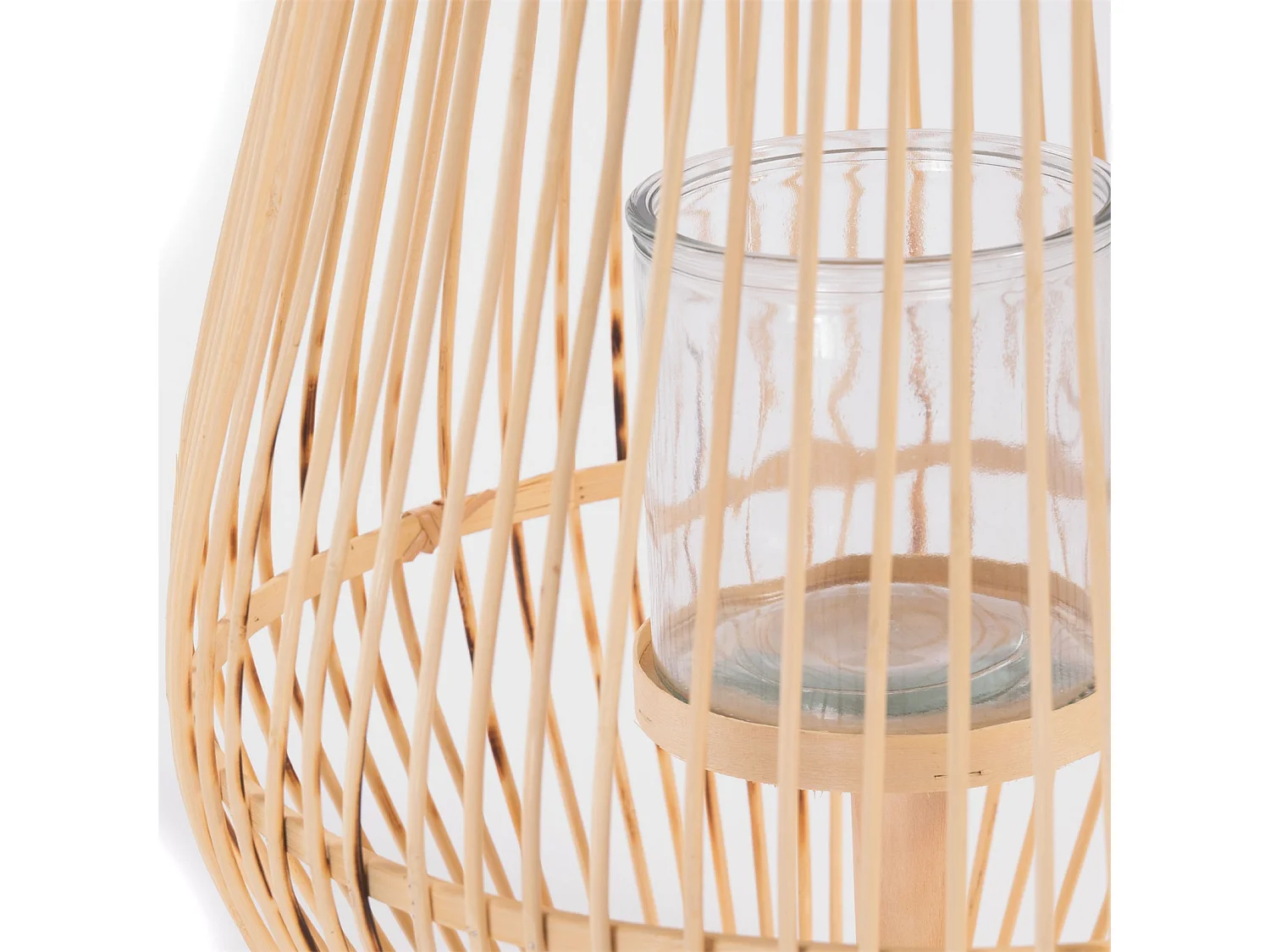 LANTERNE FINN 70 Bambou, avec insert en verre pour lanterne. couleurs naturelles