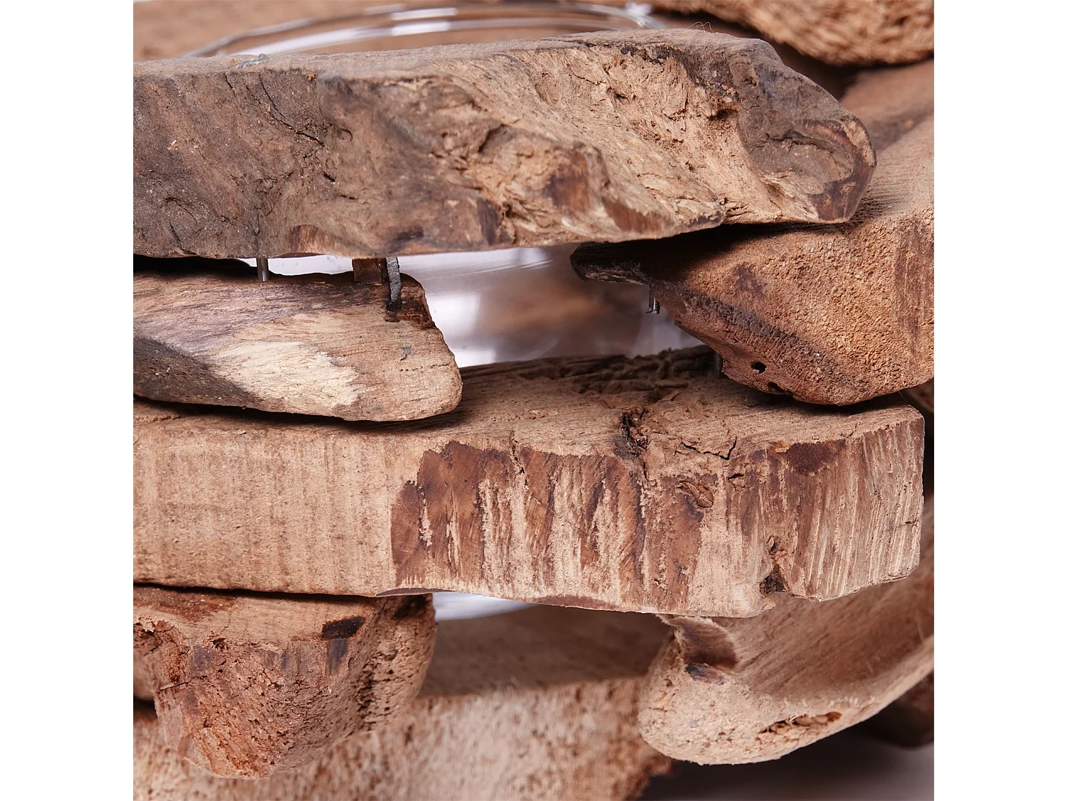 TEELICHTHALTER  Mio Wurzelholz, mit Glaseinsatz naturfarben