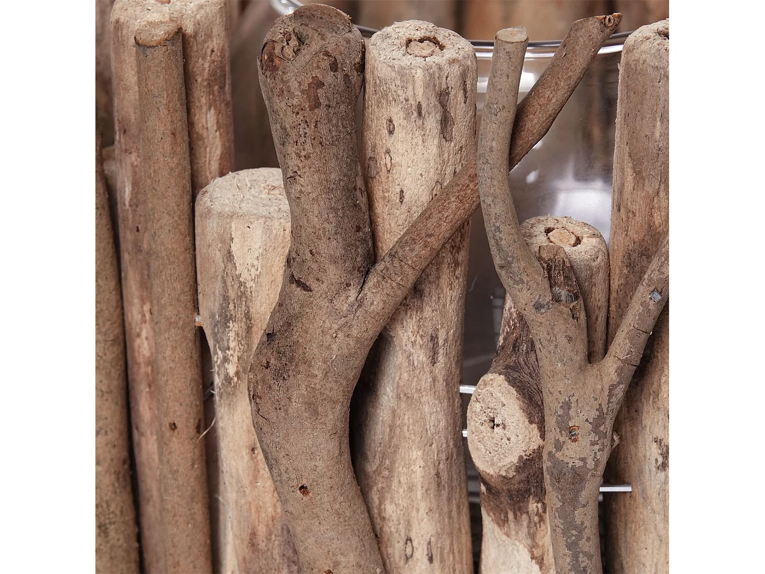 WINDLICHT Hana 12x17x17 cm, Treibholz, mit Glaseinsatz naturfarben