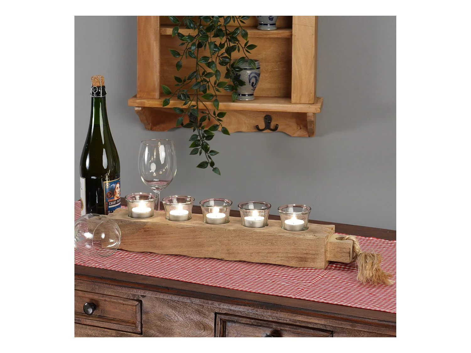 TEELICHTHALTER Burnt 54 Mangoholz, Metall natur-schwarz