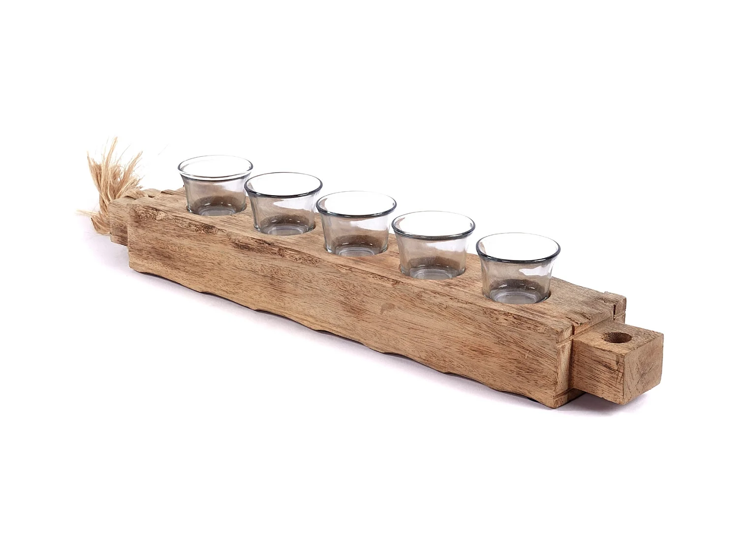 TEELICHTHALTER Burnt 54 Mangoholz, Metall natur-schwarz