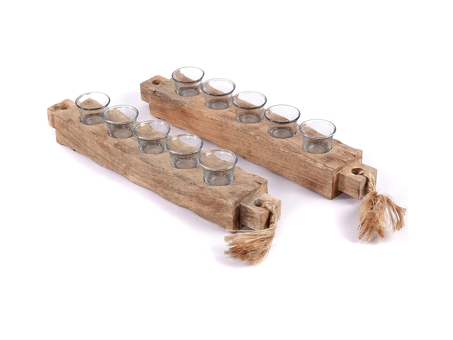 TEELICHTHALTER Burnt 54 Mangoholz, Metall natur-schwarz