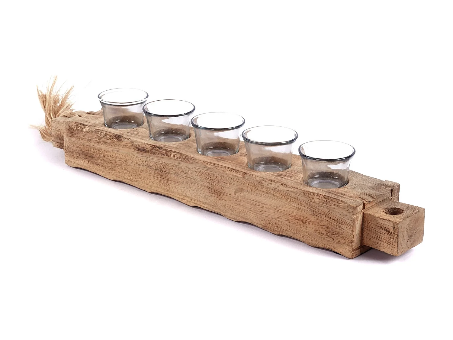 TEELICHTHALTER Burnt 54 Mangoholz, Metall natur-schwarz