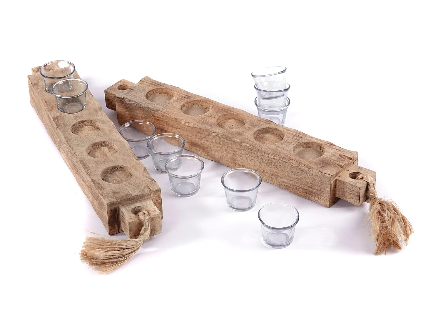 TEELICHTHALTER Burnt 54 Mangoholz, Metall natur-schwarz