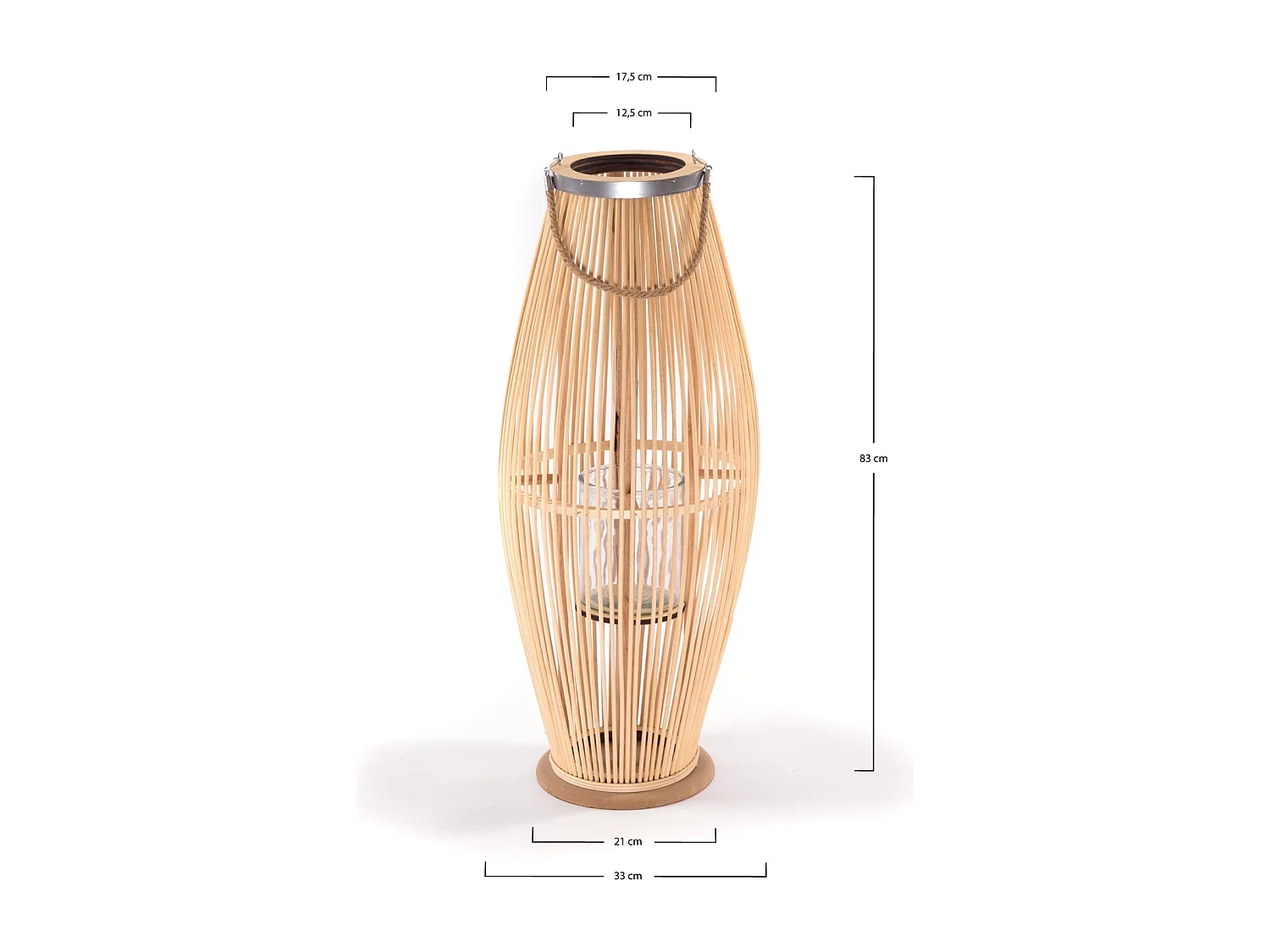 LANTERNE Zya 50 avec anse et insert en verre couleurs naturelles