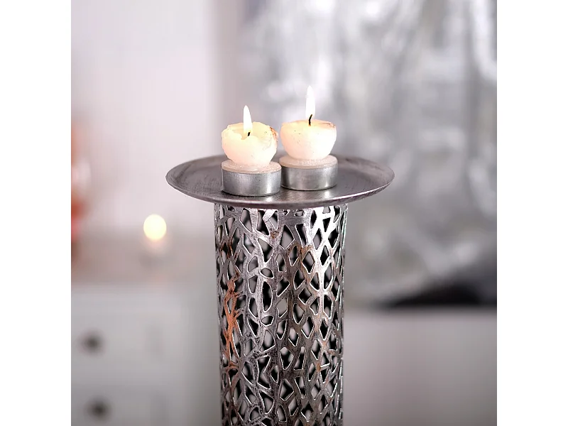 KERZENLEUCHTER  ETERNAL 100 cm, Metall antik-silber