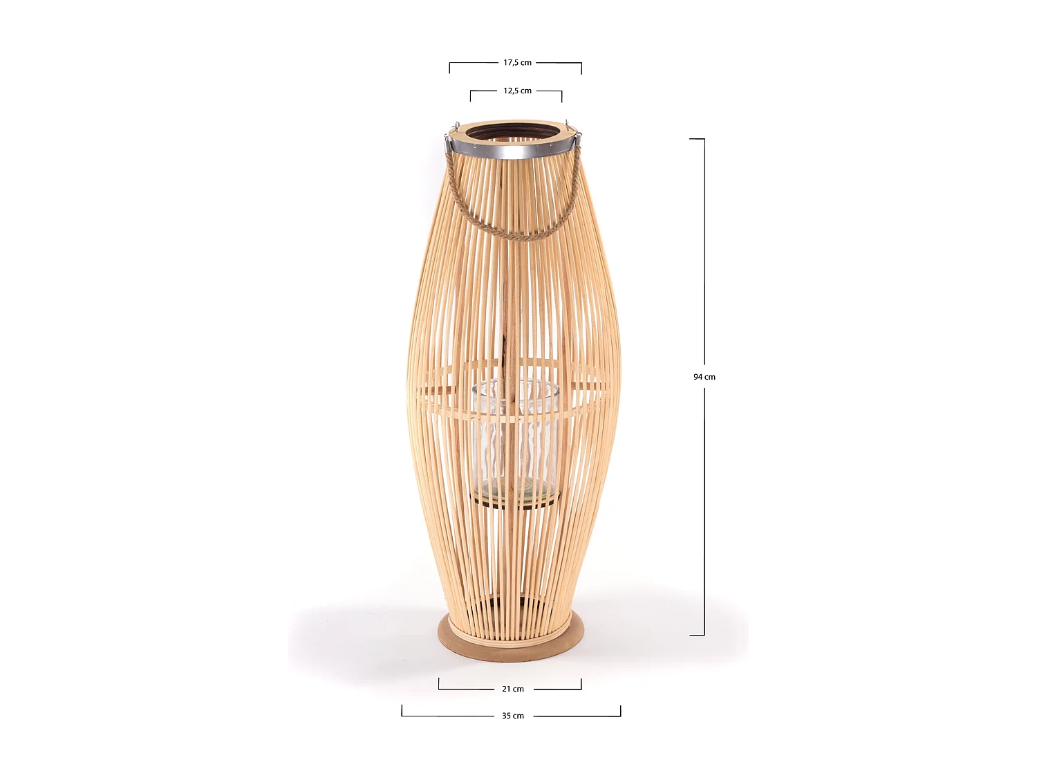 LANTERNE Zya 50 avec anse et insert en verre couleurs naturelles