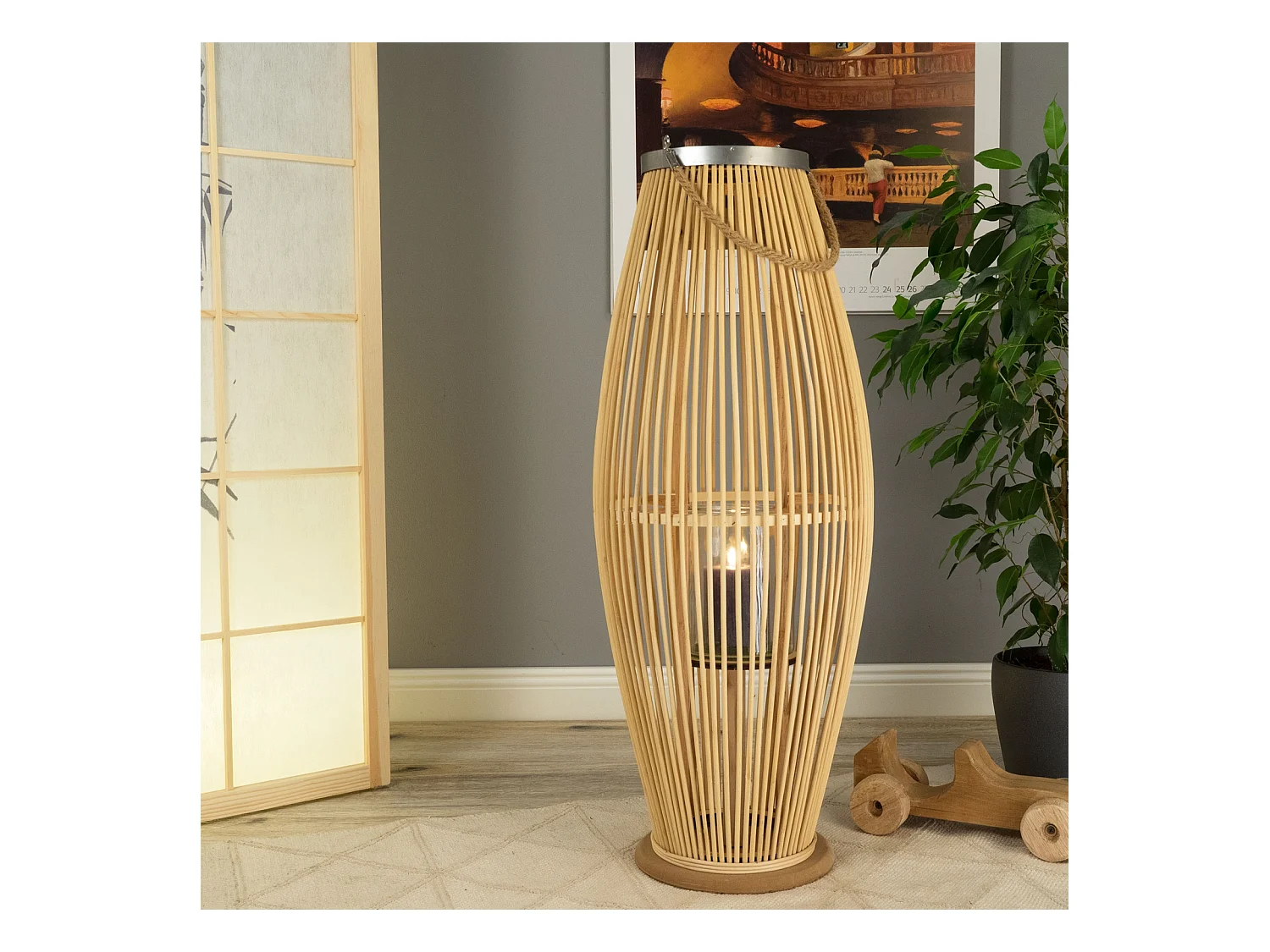 LANTERNE Zya 50 avec anse et insert en verre couleurs naturelles