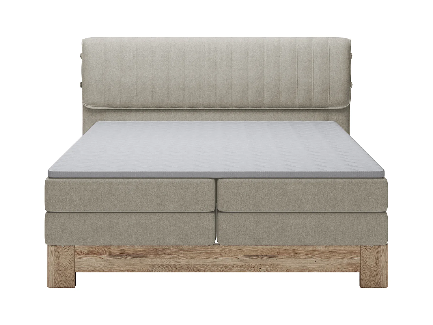 MELIA, Lit tapissé avec ressorts ensachés, cadre en chêne, matelas élastique, surface de couchage : 160x200 cm, frêne