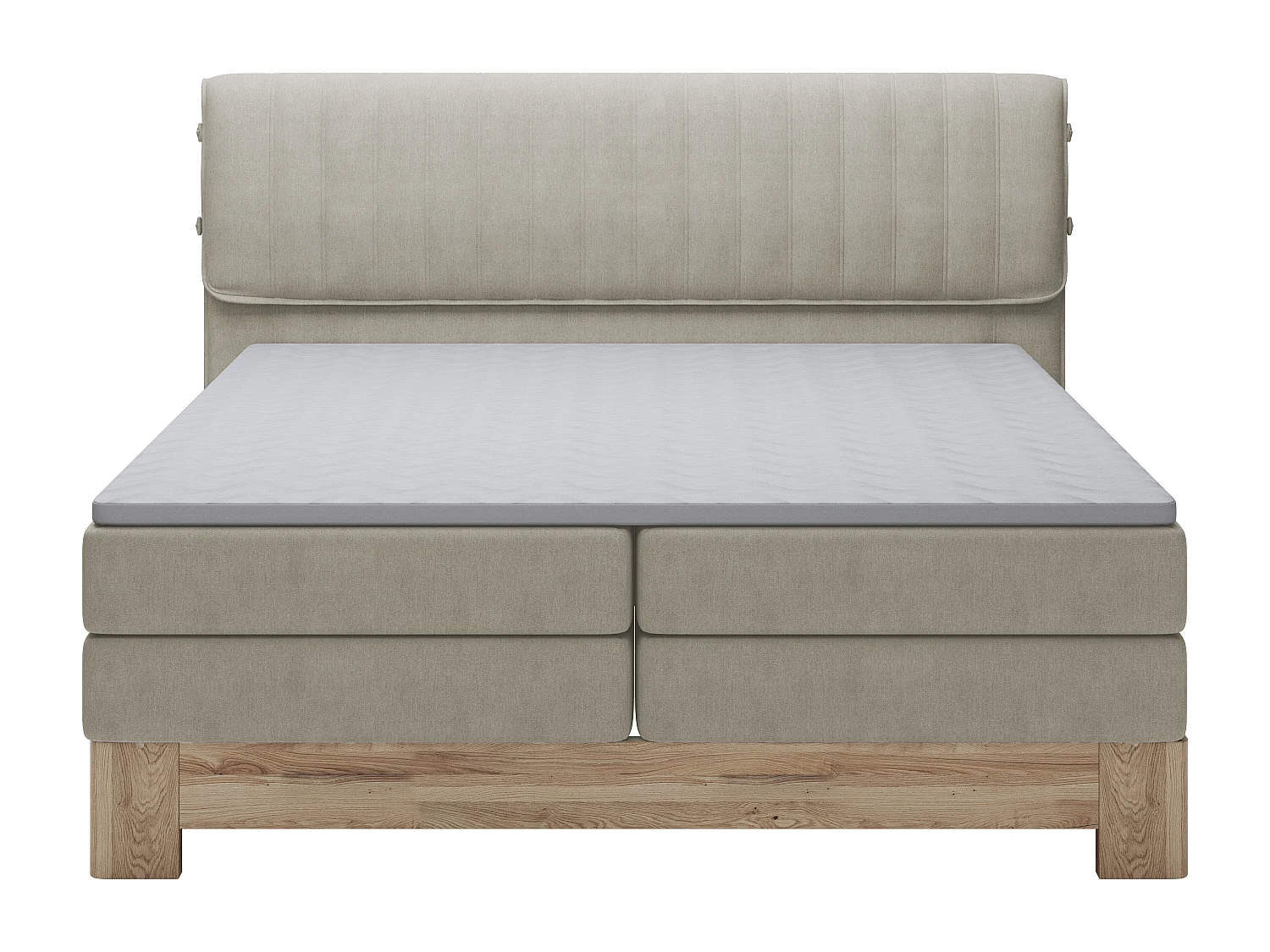 MELIA, Gestoffeerd bed op pocketveren, eiken frame, elastische matras, slaapoppervlak: 140x200 cm, essen